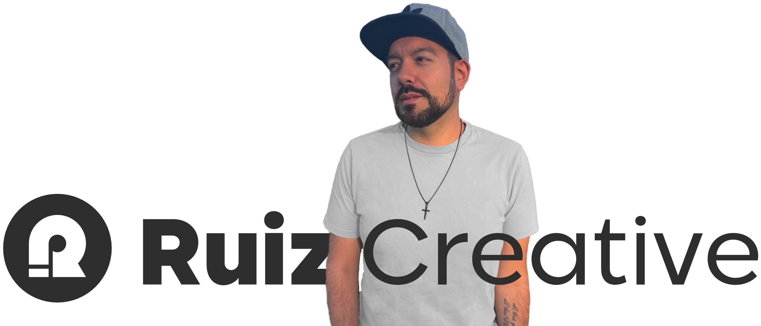 Ruiz Creative Logo, with image of Jose in between the words.